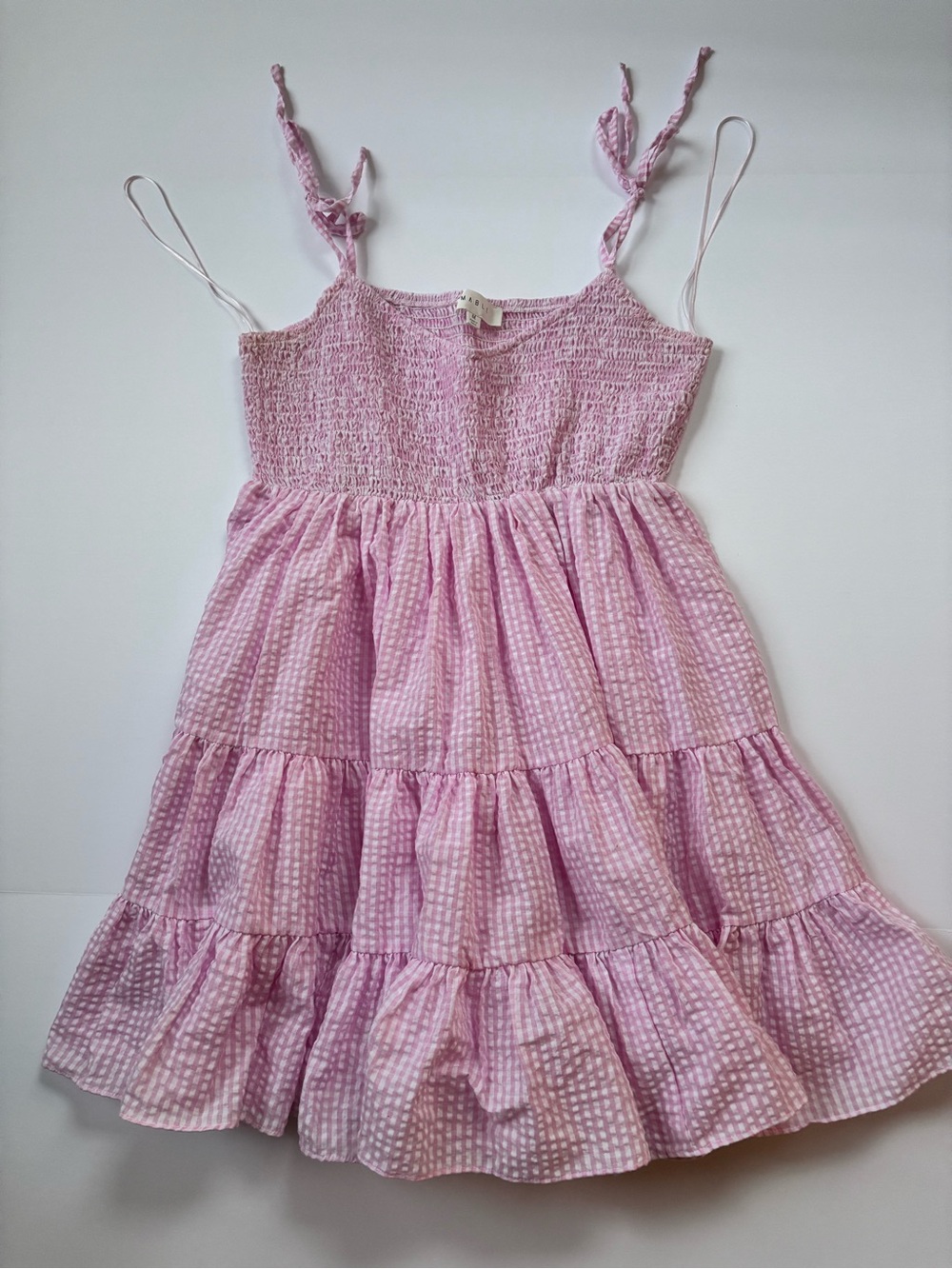 Pink Tiered Sundress with Tie Straps